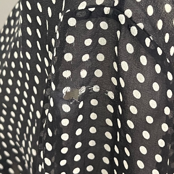 Polka Dot Sheer Overshirt with Pleated Lapel - Picture 4 of 5